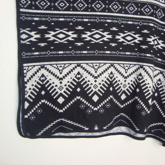 Self Esteem Womens Black Gray Aztec Design Hooded Poncho Sweater Size M - Picture 5 of 7